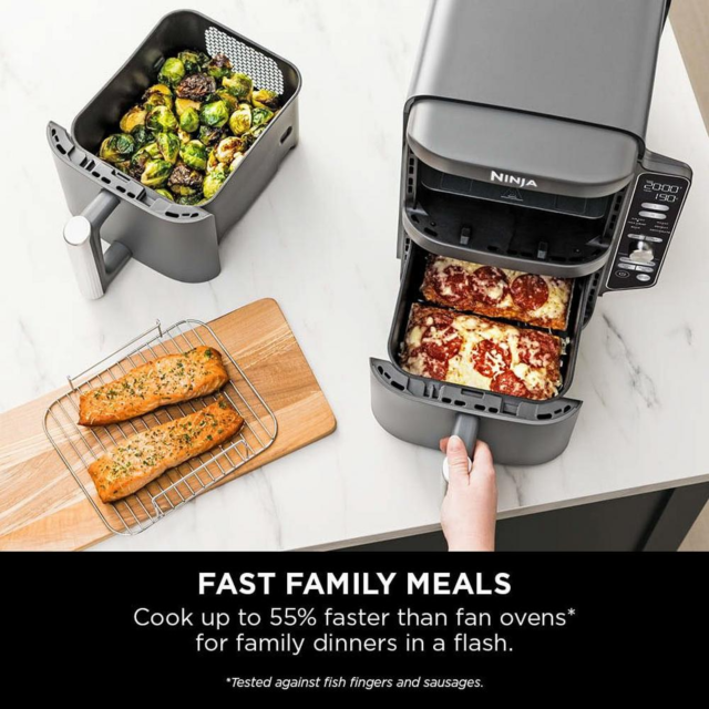 Ninja SL400UK Double Stack Xl 2-Drawer 9.5L Air Fryer - Grey