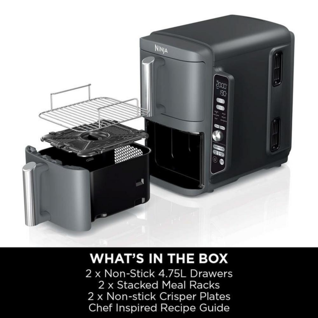 Ninja SL400UK Double Stack Xl 2-Drawer 9.5L Air Fryer - Grey