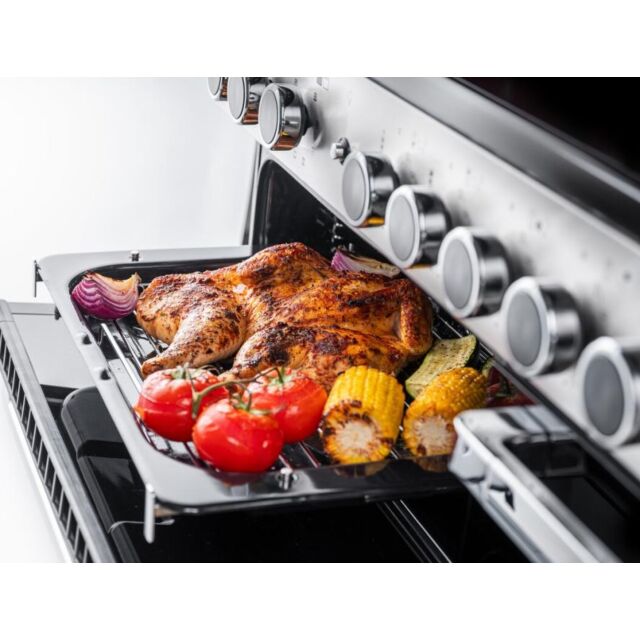 Rangemaster EDDL90DFGBLK/CM1 Edge Deluxe 90 Dual Fuel Black Glass With Chrome Trim