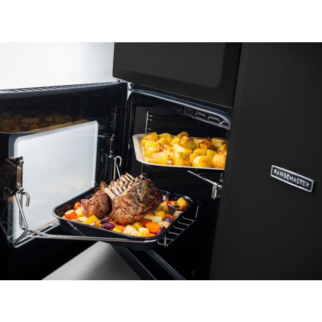 Rangemaster ESDL90DFPBOR/AB1 Estel Deluxe 90 Dual Fuel Bordeaux With Antique Brass Trim
