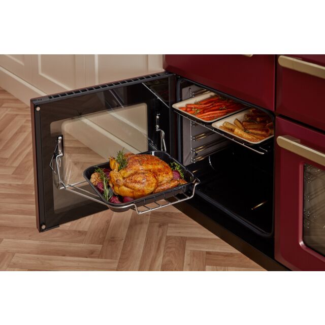 Rangemaster ESDL90DFPBOR/AB1 Estel Deluxe 90 Dual Fuel Bordeaux With Antique Brass Trim