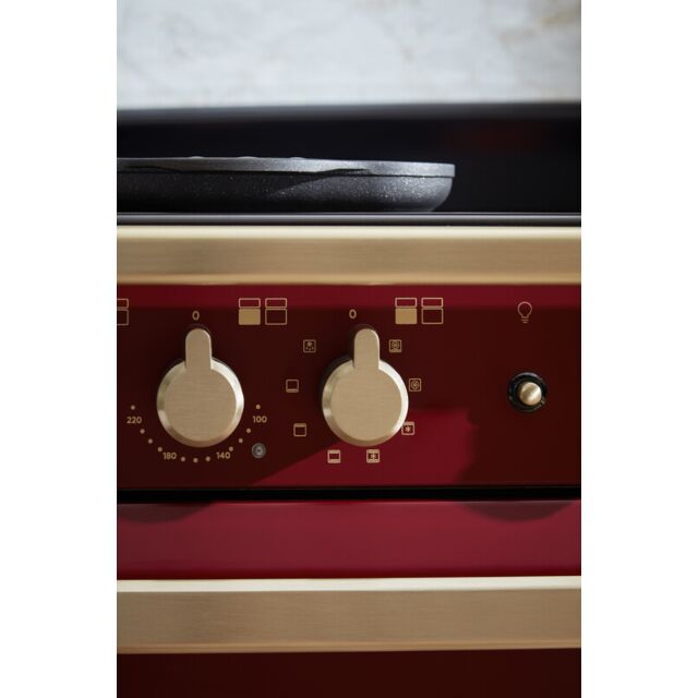 Rangemaster ESDL90DFPBOR/AB1 Estel Deluxe 90 Dual Fuel Bordeaux With Antique Brass Trim