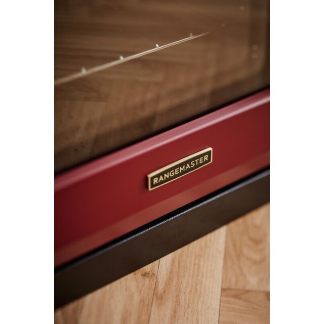 Rangemaster ESDL90DFPBOR/AB1 Estel Deluxe 90 Dual Fuel Bordeaux With Antique Brass Trim