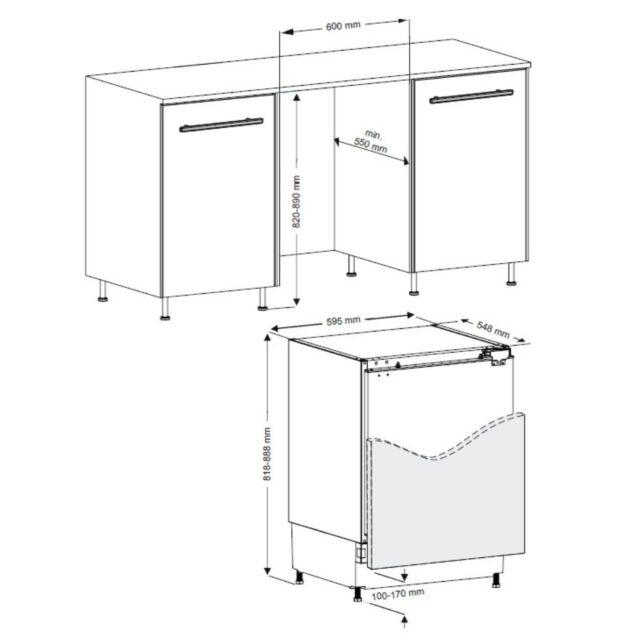 Sensis RFUCBI01Z54EW 59.5cm Integrated Static Undercounter Freezer - White