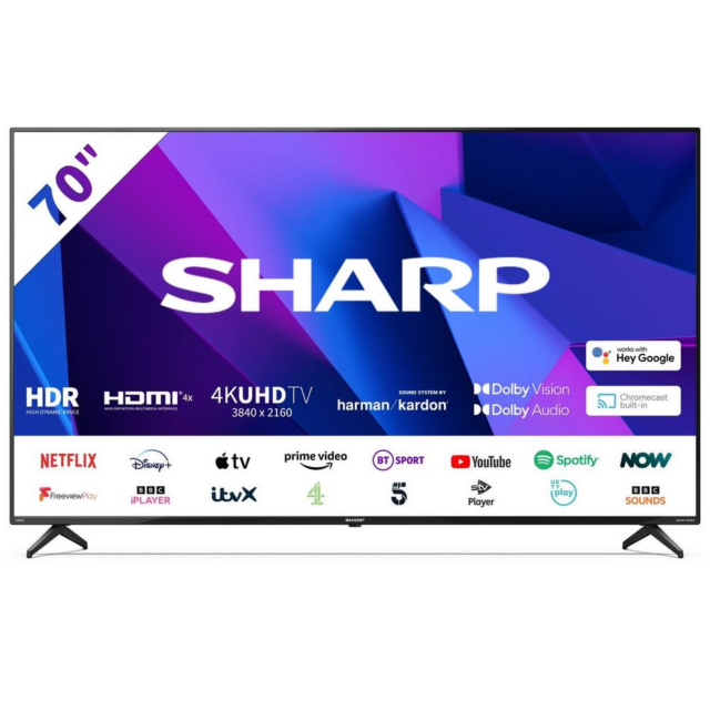 Sharp 4T-C70FN2KL2AB 70inch 4K Ultra HD Led Smart TV With Google Assist