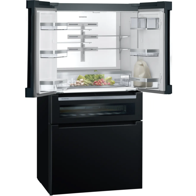 Siemens KF96RSBEA Iq700 French Door Bottom Glass 183 X 90.5 Cm - Black