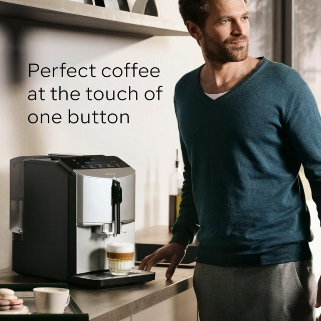 Siemens TF303G07 Bean To Cup Fully Automatic Freestanding Coffee Machine - Inox Silver Metallic