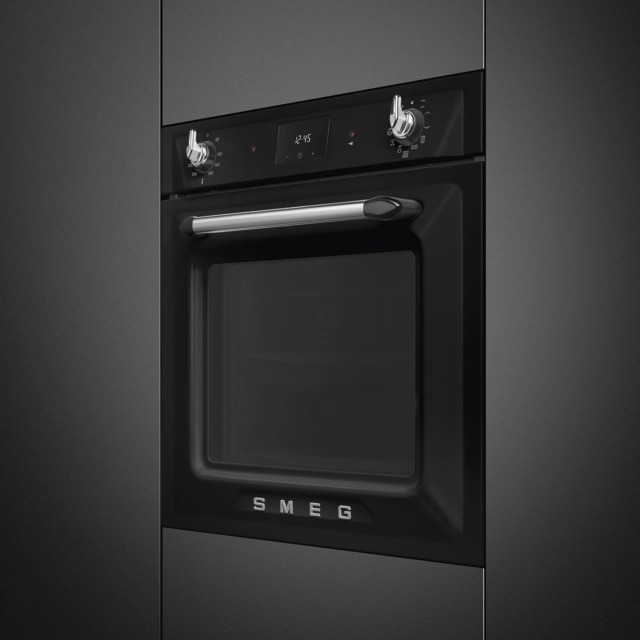 Smeg SOP6900TN Retro Style Pyrolytic Self Cleaning Single Oven - Black