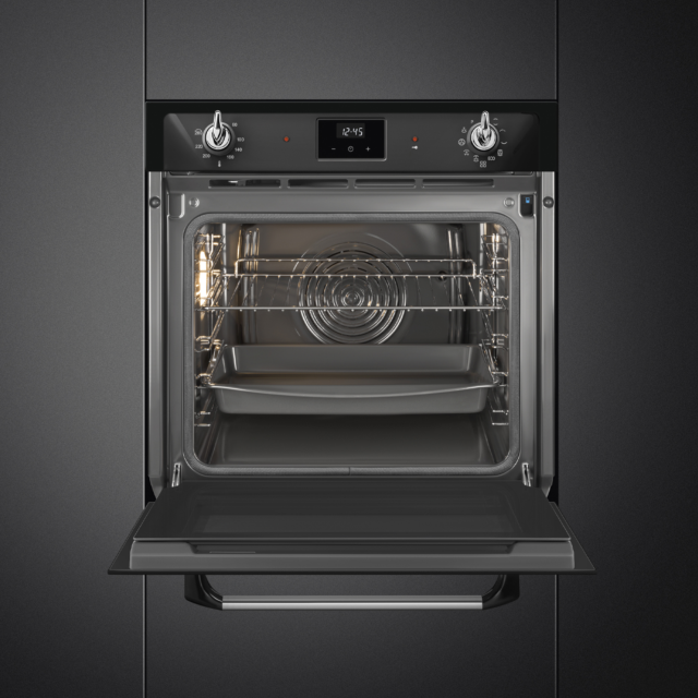 Smeg SOP6900TN Retro Style Pyrolytic Self Cleaning Single Oven - Black