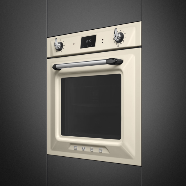 Smeg SOP6900TP Retro Style Pyrolytic Self Cleaning Single Oven - Cream