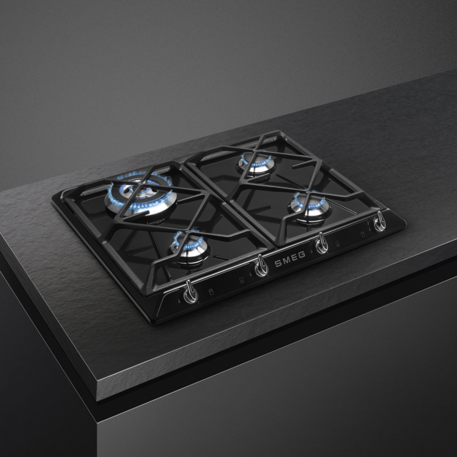 Smeg SR964NGH Retro Style 4 Ring Gas Hob - Black