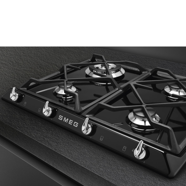 Smeg SR964NGH Retro Style 4 Ring Gas Hob - Black