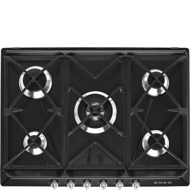 Smeg SR975NGH Retro Style 5 Ring Gas Hob - Black