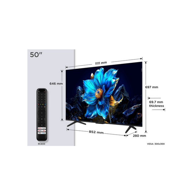 TCL 50P7K-UK 50inch 4K Qled Direct Led Hdr Google TV