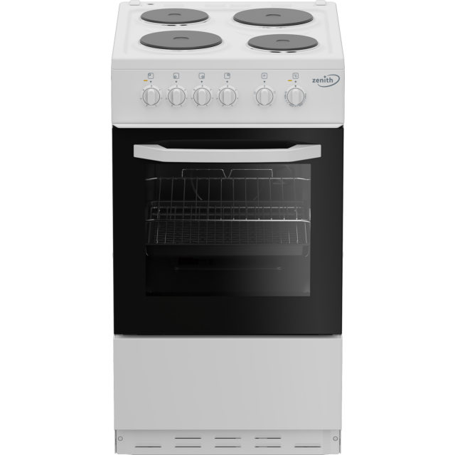Zenith ZE503W 50Cm Single Oven Electric Cooker With Solid Plate - Hob White