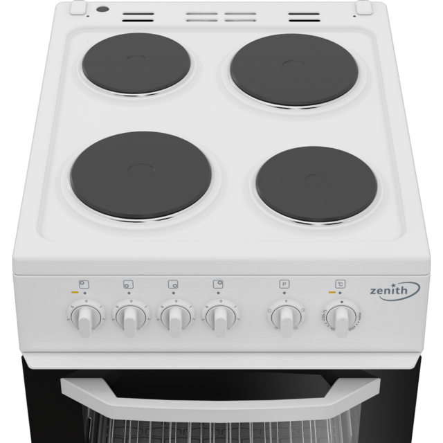 Zenith ZE503W 50Cm Single Oven Electric Cooker With Solid Plate - Hob White