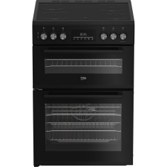 Beko EDC6731K 60Cm Double Oven Electric Cooker With Vitroceramic Hob - Black