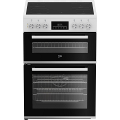 Beko EDC6731W 60Cm Double Oven Electric Cooker With Vitroceramic Hob - White