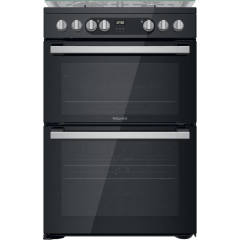 Hotpoint HDM67G9C2CSB 60Cm Dual Fuel Double Cooker Multiflow Digital Display Catalytic Main And Top 